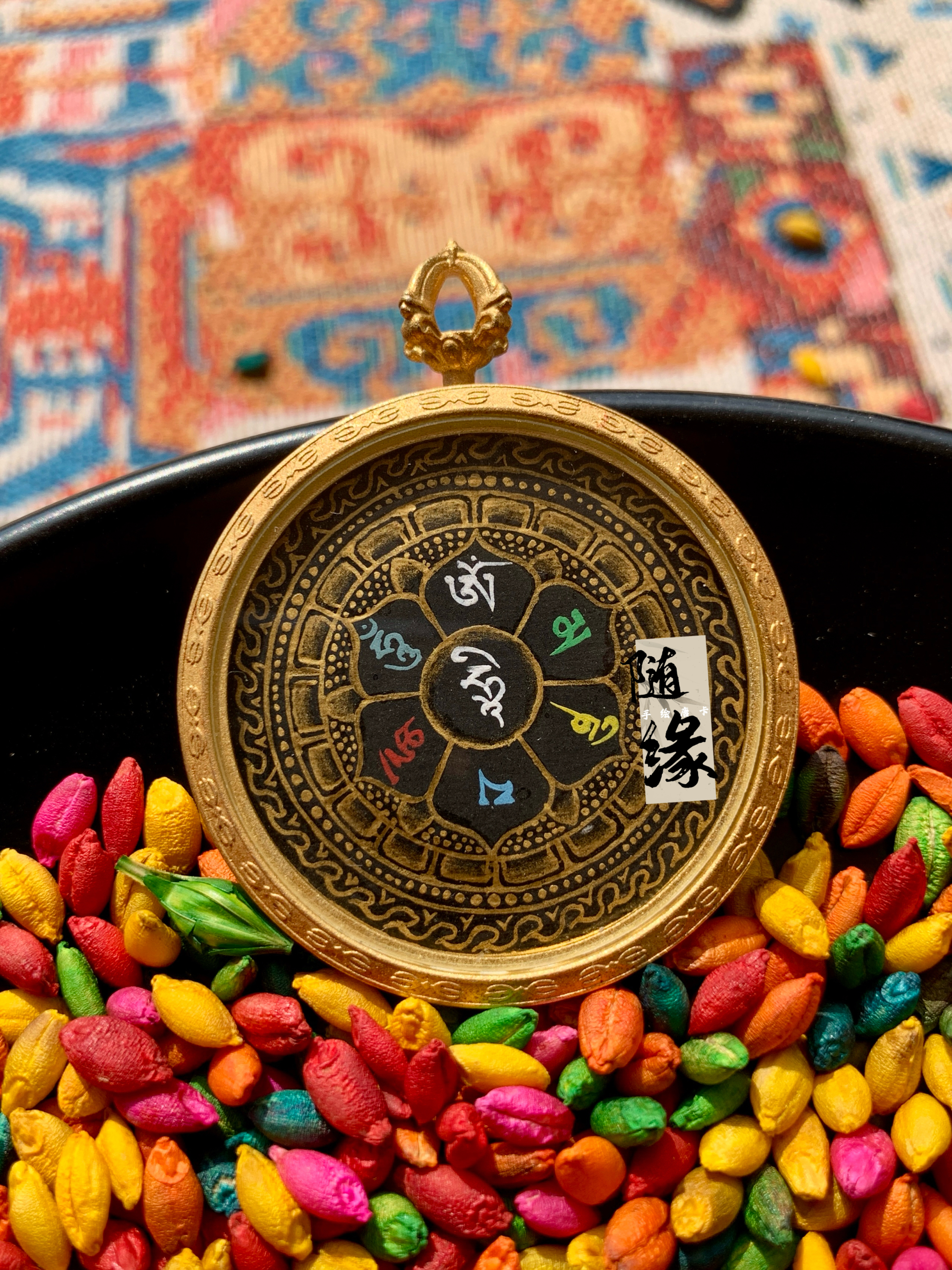 【随缘唐卡】纯手绘六字箴言唐卡