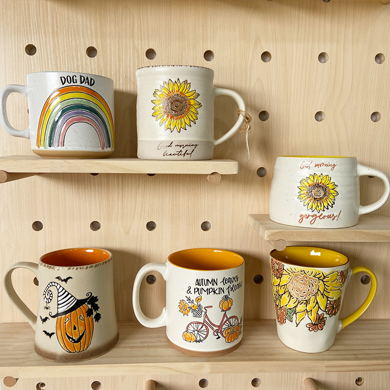 家用陶瓷马克杯带勺大容量早餐燕麦牛奶水杯少女手绘釉下彩微波炉,餐饮具,马克杯,淘宝优惠券,粉丝福利购,淘宝优惠卷