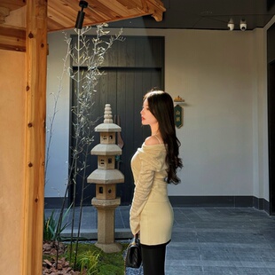 现货 品味欧尼 内搭美商 羊毛镂空菱格荡领收腰短毛衣女冬季