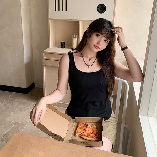 大码女装修身弹力背心