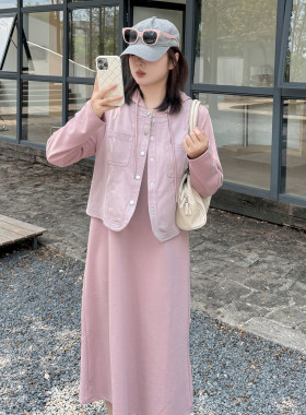 小波家2026春季胖mm慵懒风马甲连衣裙卫衣连衣裙两件套
