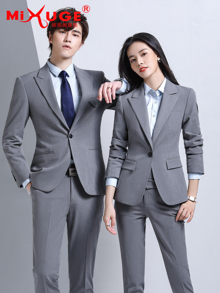 黑色春秋男女同款工作服西装外套