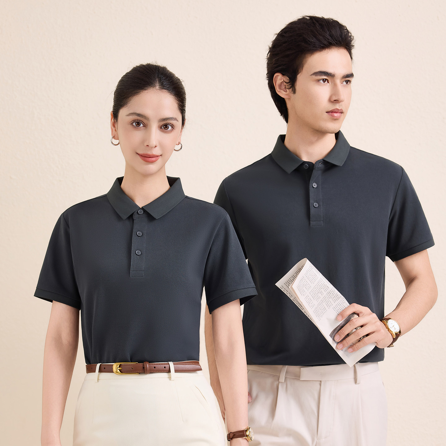 高端定制POLO衫翻领T恤工作服刺绣LOGO印字制短袖企业工衣服装夏