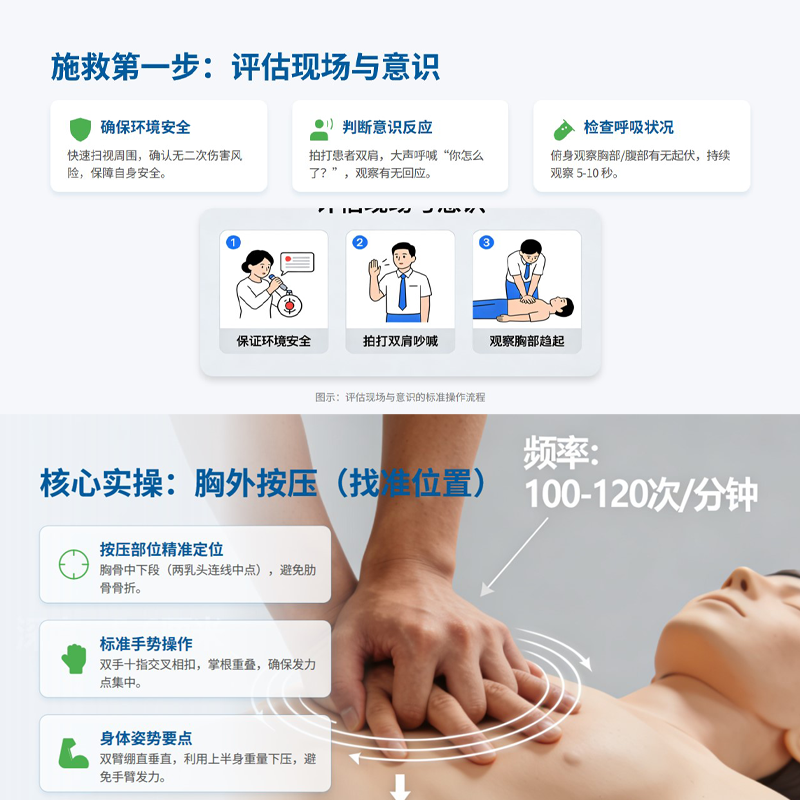 2026新版心肺复苏PPT急救培训课件医护AED操作企业校园科普