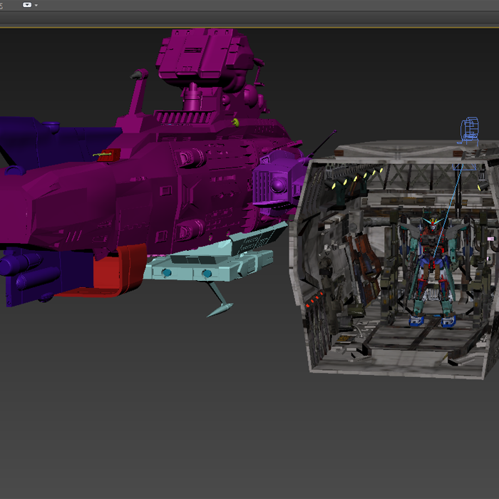 科幻战舰加高达模型01200617三维图纸(3dmax格式)
