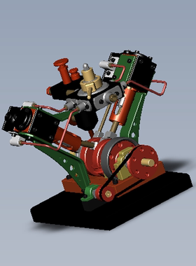 双缸引擎（详解）模型01200516三维图纸（SLDPRT文件格式）