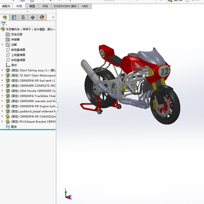本田摩托车带架子设计模型01200829三维图纸（STEP/SLDASM格式）