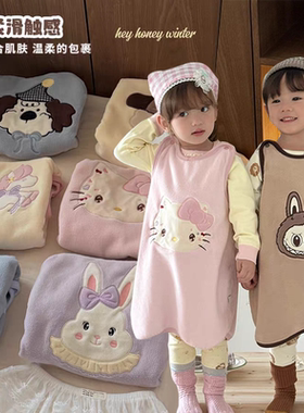 2025秋冬新款儿童无袖睡袋宝宝背心式保暖奥利绒睡袋连体家居服