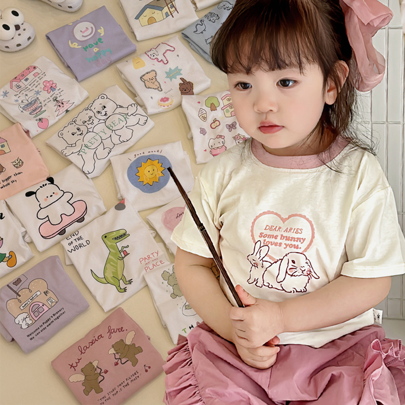 圆领韩版短袖卡通T恤上衣吸汗