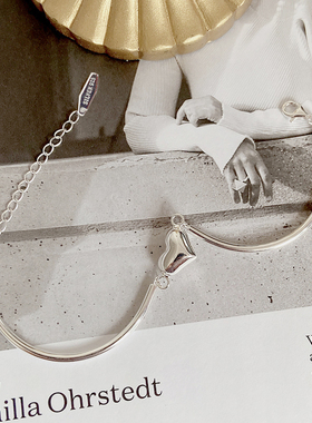 通体s925纯银爱心手链银饰品心形