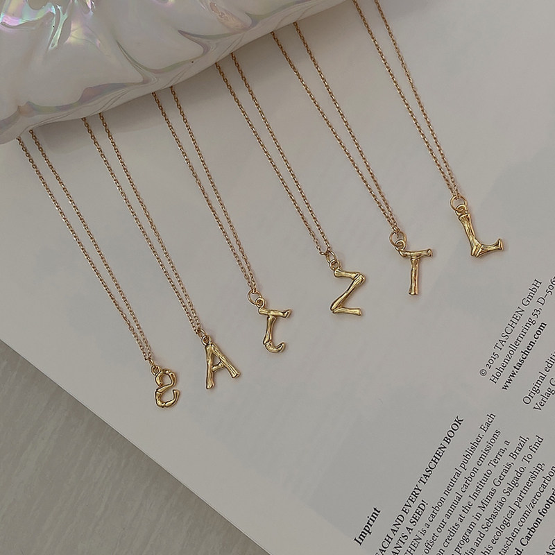 s925纯银英文字母项链女锁骨链镀金饰品名字项链小众设计网红礼物