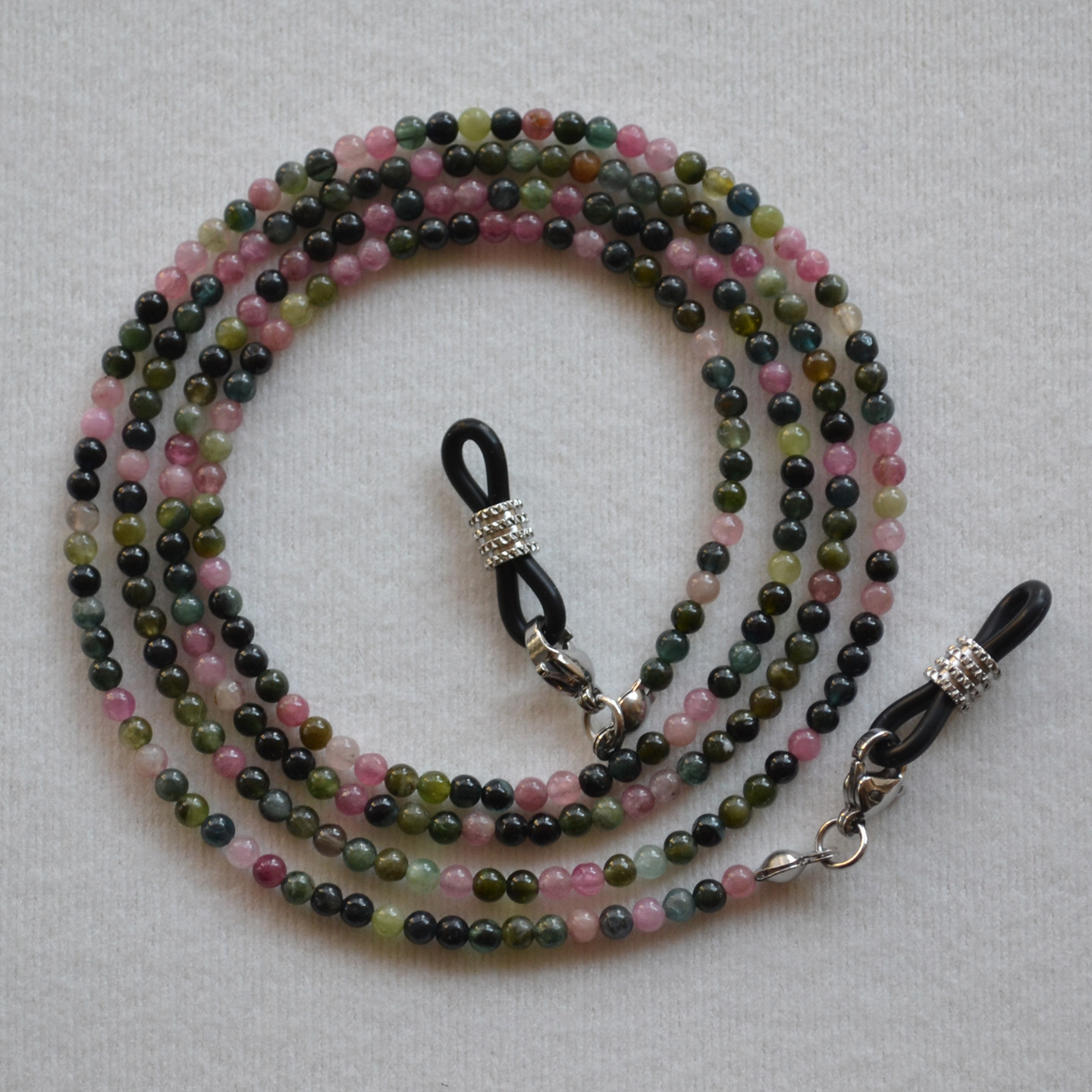 手工串珠碧玺珠子眼镜链