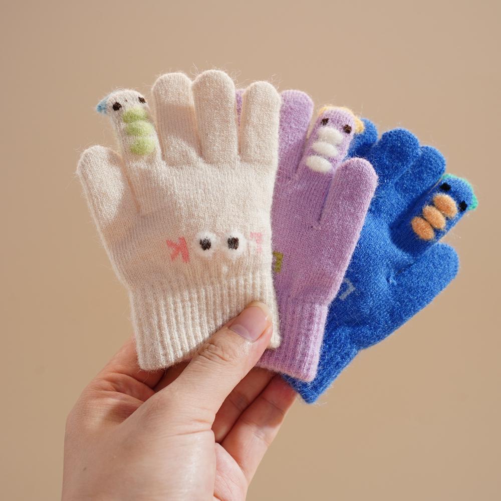 儿童秋冬季保暖手套宝宝手套冬天1-3岁幼儿园男女童五指小孩薄款2
