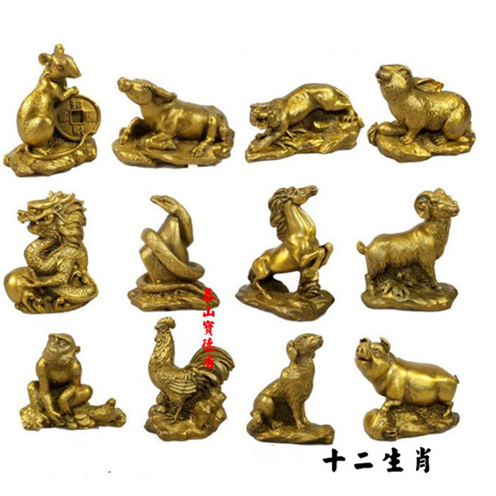 包邮黄铜十二生肖摆件铜鼠12生肖黄铜牛虎兔龙蛇马羊猴鸡狗猪属相