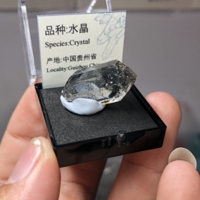 闪灵钻赫尔基蒙水晶双头原石矿物晶体标本盒子猫矿晶地质科普教学