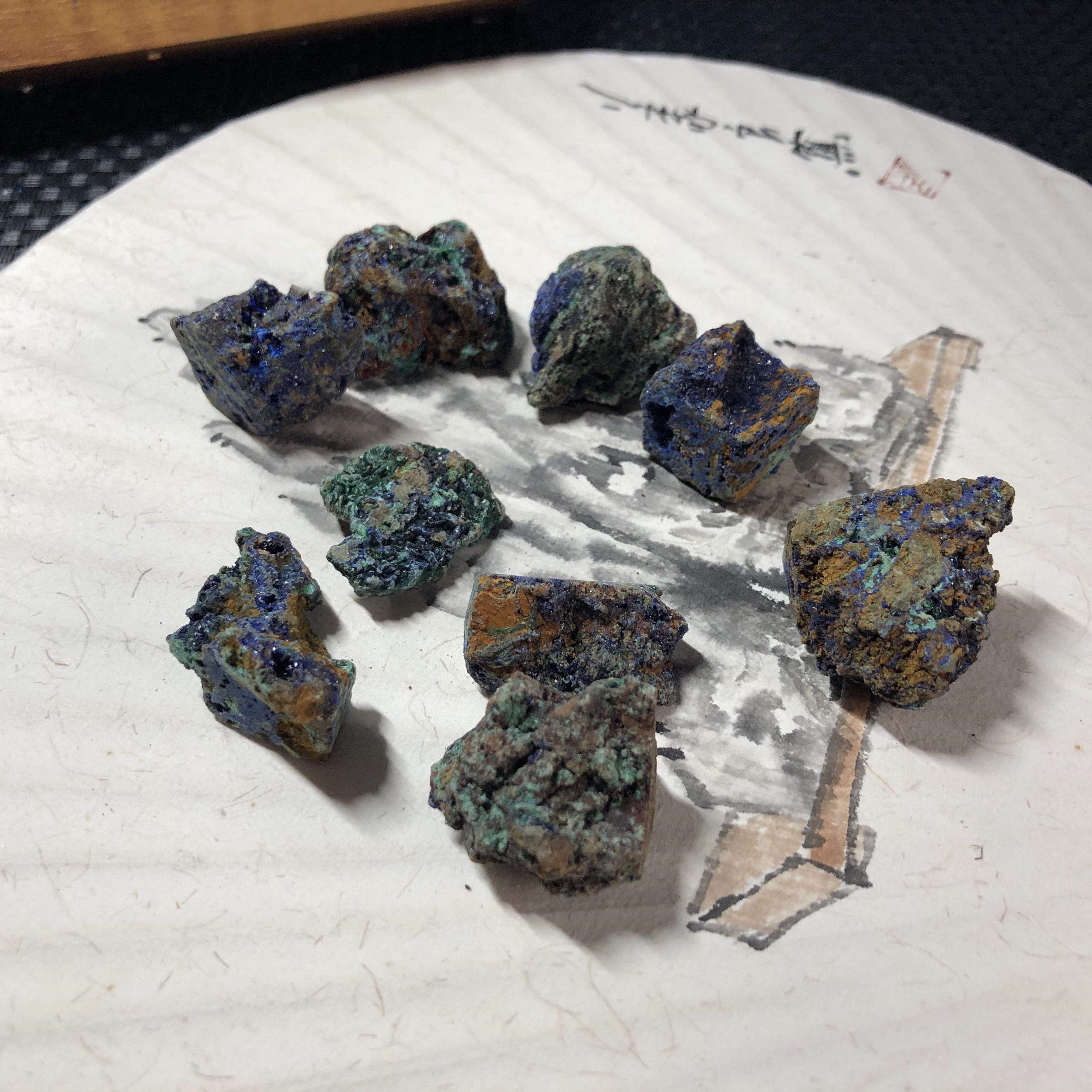 散货蓝铜矿天然矿物晶体标本盒子猫矿石能量石矿晶石地质标本科普