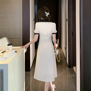RM5854#新款高级感撞色短袖连衣裙法式赫本风气质显瘦裙子
