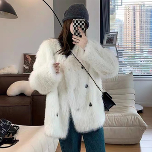 秋冬新款托斯卡纳皮毛一体皮草外套女韩版宽松显瘦年轻款毛毛上衣