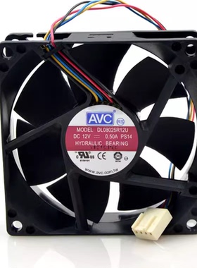 AVC 8025 12V 0.50A DL08025R12U 4针/线 CPU机箱PWM调速散热风扇