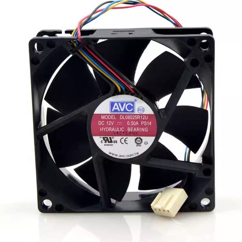 AVC 8025 12V 0.50A DL08025R12U 4针/线 CPU机箱PWM调速散热风扇