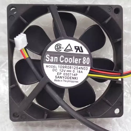 原装正品三洋 109R0812S4N03 DC12V 0.18A 8025 8CM 机箱散热风扇