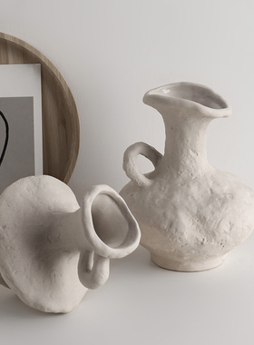 INS侘寂风民宿素胚陶瓷花瓶摆件小号异形水培花器简约北欧风新款