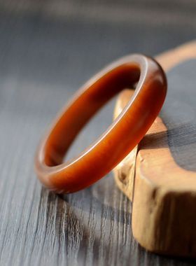 新疆和田玉手镯全红糖扁条玉镯子女款礼物糖白玉平安镯小口径5051