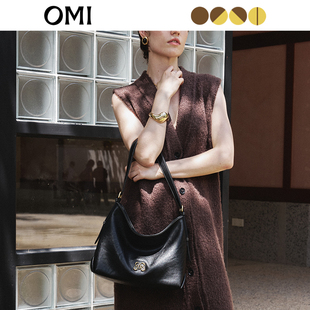欧米OMI高级感真皮牛皮皮托特包轻奢hobo腋下包大容量单肩斜挎包