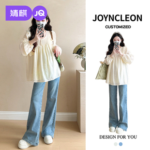 2026新款 娃娃衫 减龄长袖 婧麒孕妇装 上衣T恤女春装 春秋季 韩版 衬衫