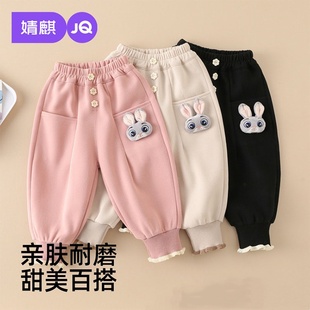 秋冬季 外穿休闲裤 长裤 婧麒女宝宝裤 新款 子运动裤 棉裤 子女童加绒裤