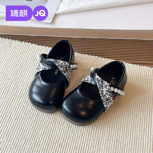 婧麒法式复古玛丽珍软底女童皮鞋