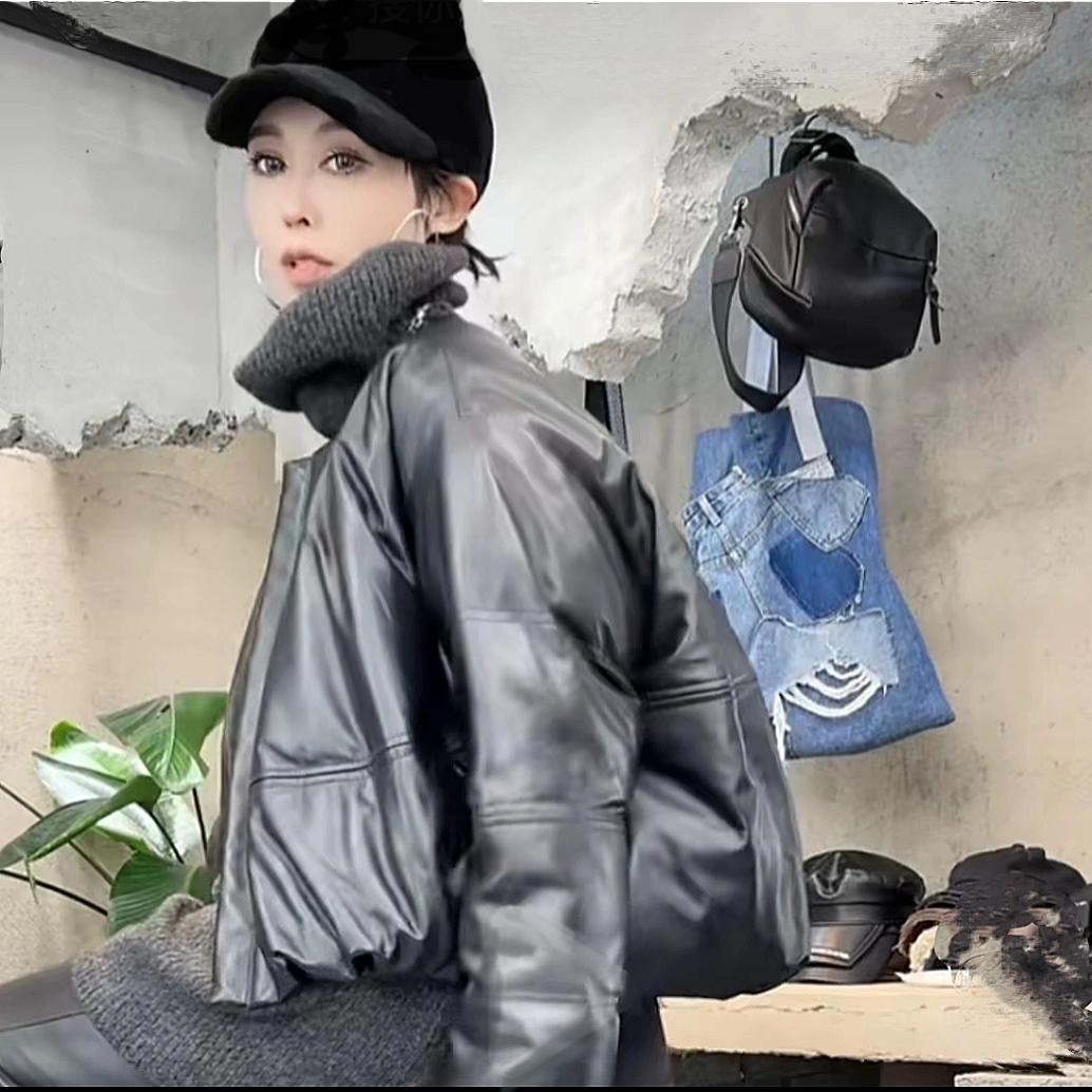 2025海宁绵羊真皮衣加羽绒女短新爆款酷飒风冬流行洋气质韩版外套