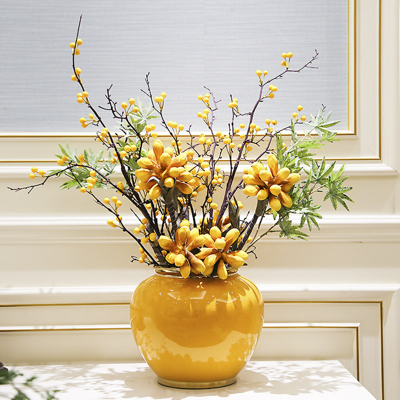 轻奢陶瓷花瓶摆件客厅插花电视柜玄关欧式彷真花景德镇家居装饰品