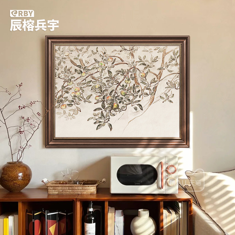 《苹果树》中古风艺术玄关装饰画法式复古客厅卧室沙发背景墙挂画图片