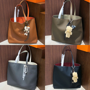 金妍 欧美时尚购物袋双面头层TC牛皮里外全真皮tote托特包大容量