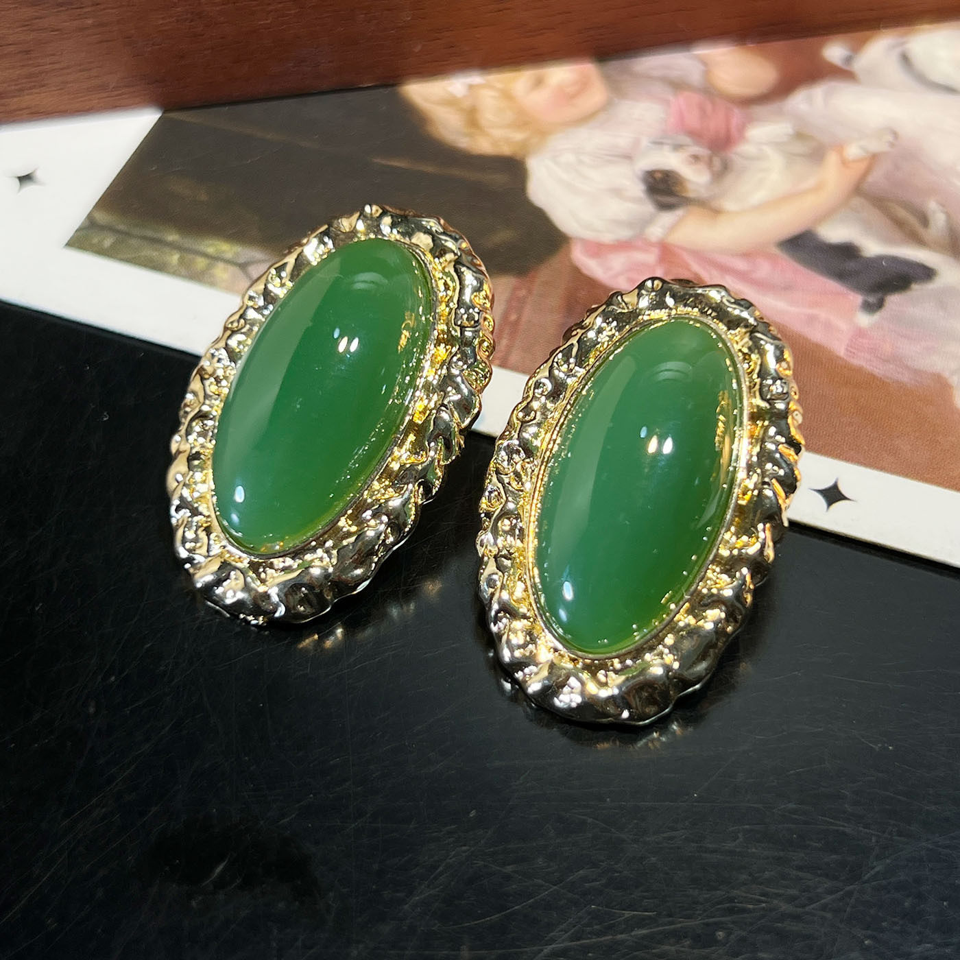 「原创定制」复古蛋面绿色vintage小众感轻奢高级感时尚百搭S925,饰品/流行首饰/时尚饰品新,耳环,淘宝优惠券,粉丝福利购,淘宝优惠卷