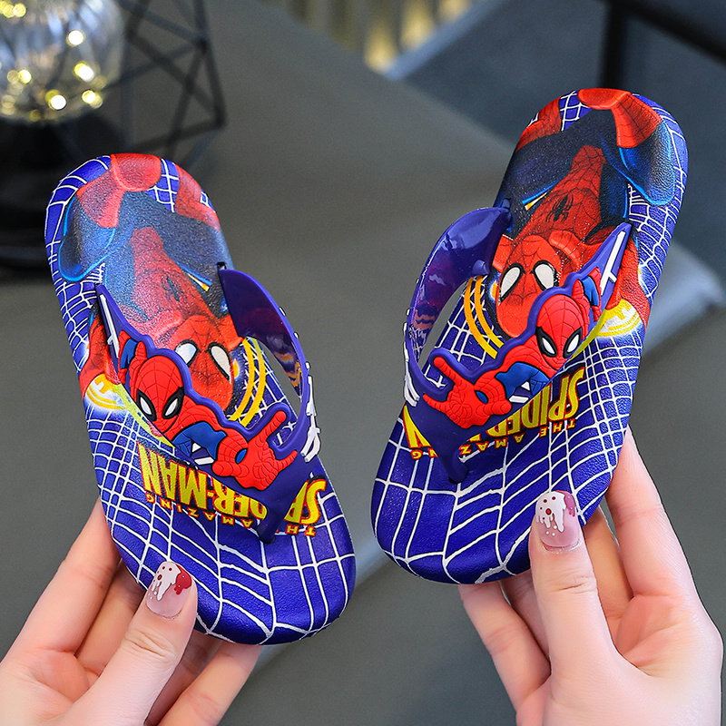 蜘蛛侠男孩人字拖夏季男女童防滑沙滩软底室内外儿童平跟夹脚凉拖