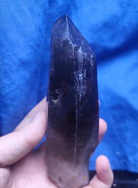 308克 天然茶水晶骨干原石 双生堡垒形骨干水晶 晶体通透 超亮皮