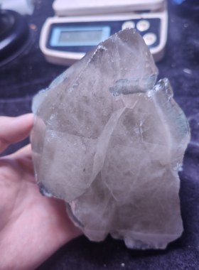 852克巴西 纯天然无染色黄水晶骨干原石堡垒形骨干水晶蓝碧玺共生