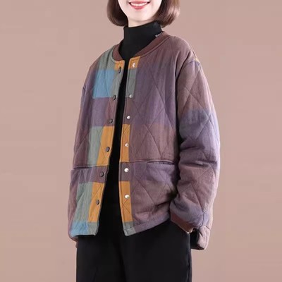 妈妈秋冬装轻薄棉袄厚外套2025新款中老年女装洋气夹棉上衣50多岁