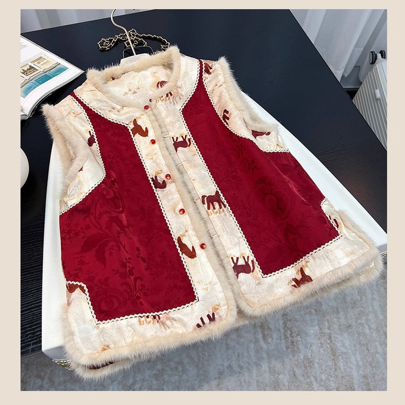 过年战袍新中式国风马甲棉服女冬季爆款设计感两面穿简约上衣外套