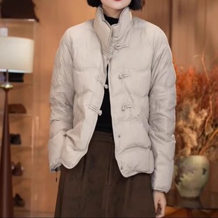 冬季文艺新国标90白鸭绒气质立领小香风轻薄羽绒服薄款显瘦外套女