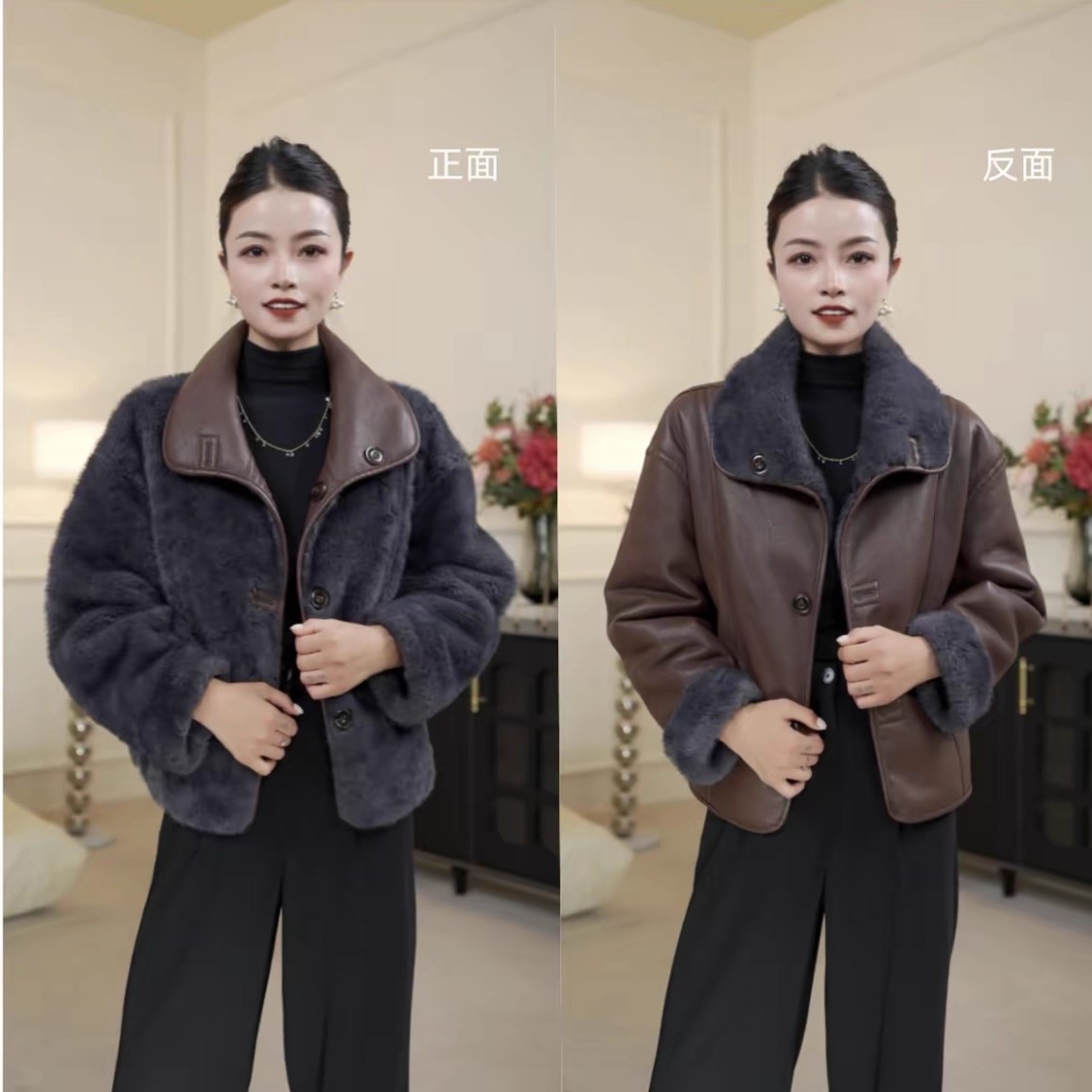 小个子妈妈冬装高档皮毛一体大衣中年女装秋冬洋气皮草水貂绒外套