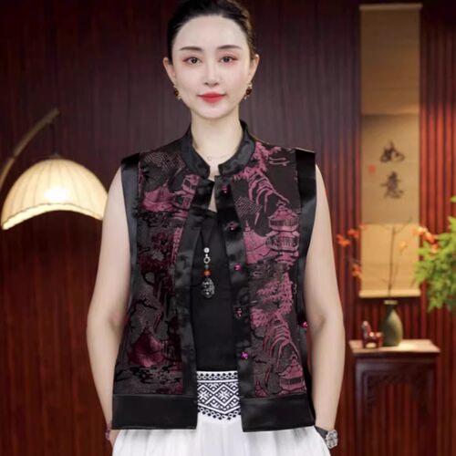 [锦亭] 柒柒高定新中式双面穿国风马甲2026春季新款提花上衣女