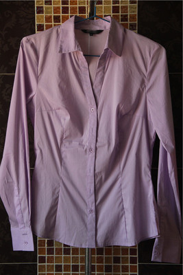 欧美瑞丽风藕荷色长袖衬衫