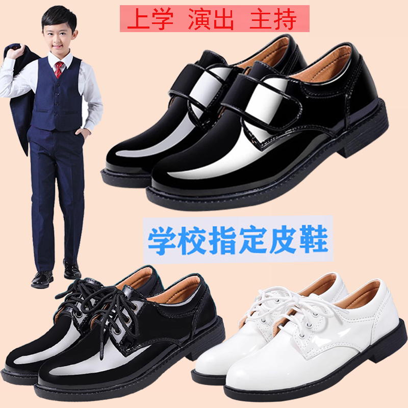 男童黑色皮鞋儿童表演鞋软底中大童英伦风西装鞋学生大合唱礼服鞋