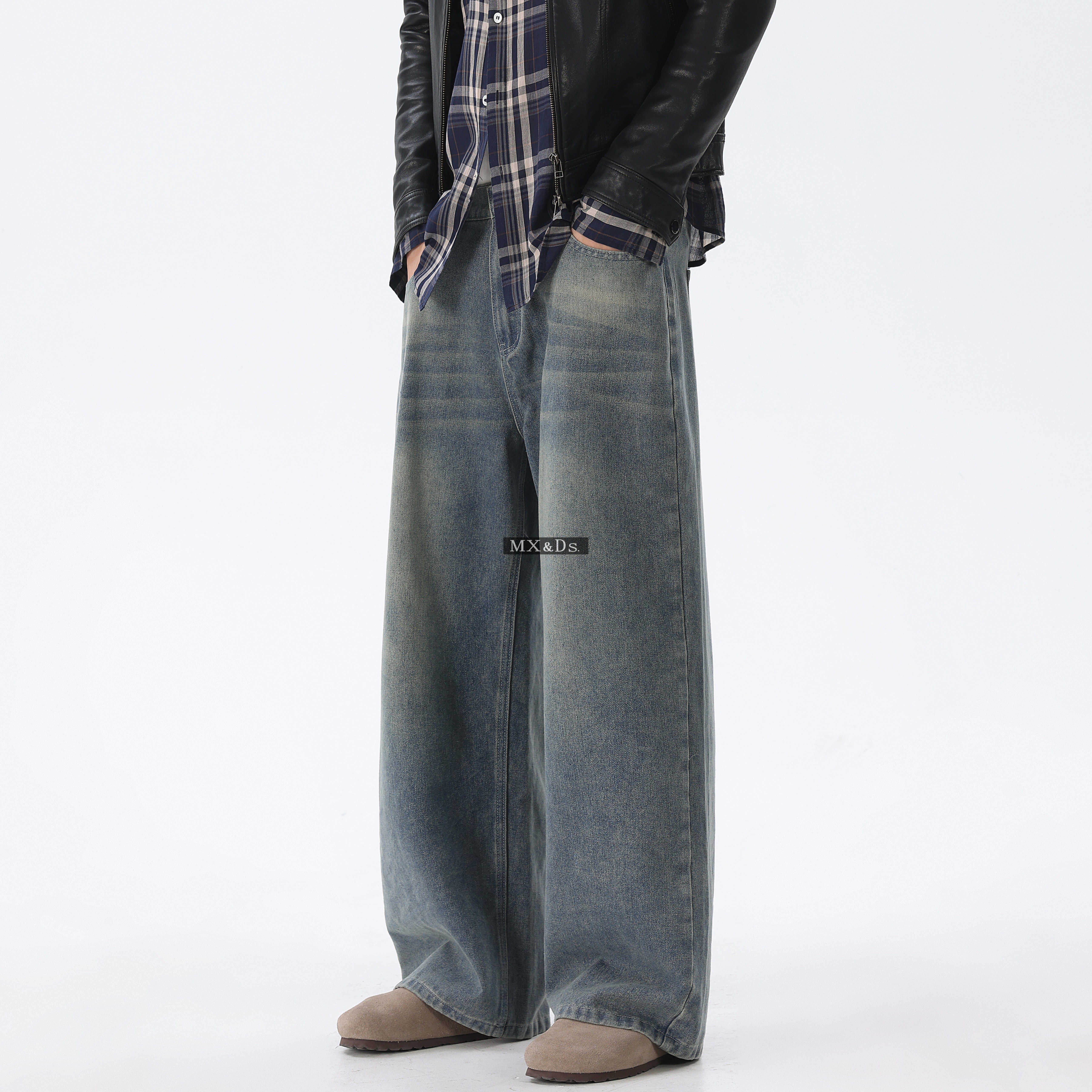 2026浅蓝色牛仔裤男款直筒宽松蓝牛仔裤宽松潮牌复古水洗男生春夏