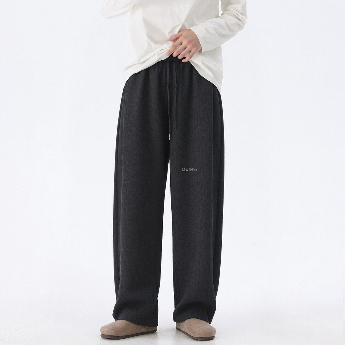 26夏季新款老钱风男士百搭休闲裤仿天丝长裤冰丝凉感直筒阔腿西裤