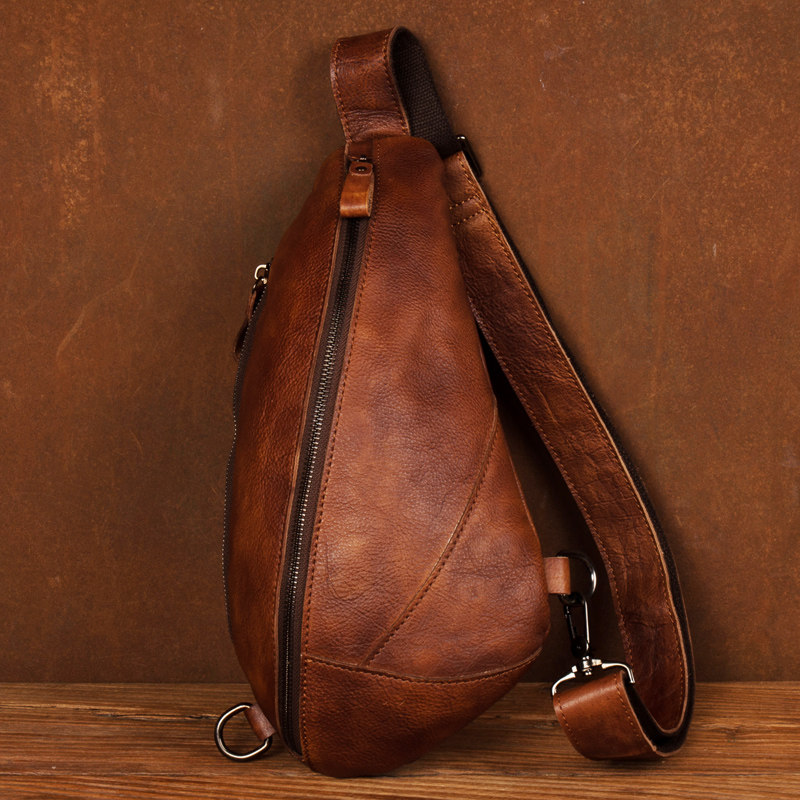 新品植鞣牛皮休闲斜挎包头层牛皮单肩包手工擦色腰包真皮胸包潮包,箱包皮具/热销女包/男包,胸包,淘宝优惠券,粉丝福利购,淘宝优惠卷