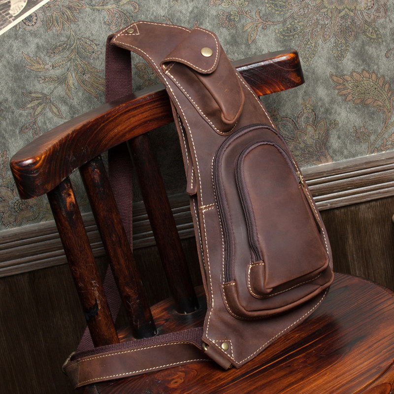 【原创】头层牛皮潮流胸包男真皮个性复古疯马皮斜挎包情侣款腰包,箱包皮具/热销女包/男包,男士包袋,淘宝优惠券,粉丝福利购,淘宝优惠卷